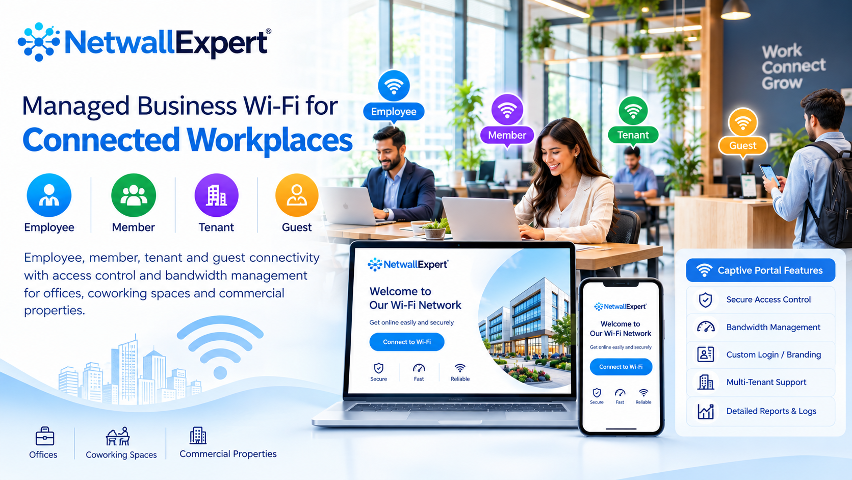 Coworking Space Wi-Fi Management by Netwall Expert